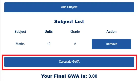 GWA Calculator